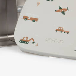 Liewood-Blue Vehicles Print Lunch Box (16cm) | Childrensalon