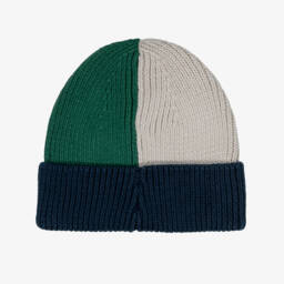 Liewood-Boys Blue, Beige & Green Organic Cotton Knitted Beanie Hat | Childrensalon