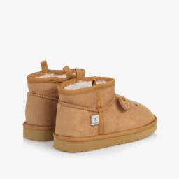 Liewood-Ботинки коричневые с 3D ушками и вышитой мордочкой мишки | Childrensalon