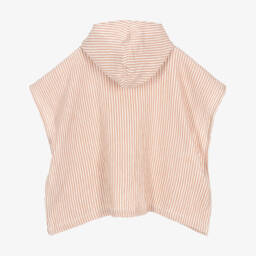 Liewood-منشفة بونشو بهودي قطن مقلم لون زهري  | Childrensalon