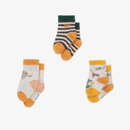 Liewood-Grey Cotton Safari Socks (3 Pack) | Childrensalon