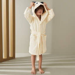 Liewood-Ivory Panda Towelling Bathrobe | Childrensalon