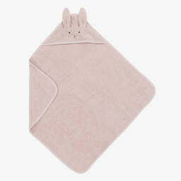 Liewood-Pink Cotton Bunny Hooded Towel (70cm) | Childrensalon