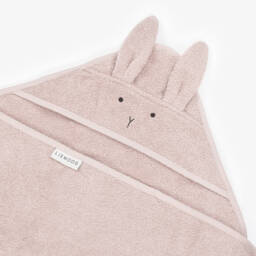 Liewood-Pink Cotton Bunny Hooded Towel (70cm) | Childrensalon
