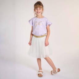 Lili Gaufrette-Girls Ivory Spotted Tulle Skirt | Childrensalon