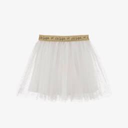 Lili Gaufrette-Girls Ivory Spotted Tulle Skirt | Childrensalon