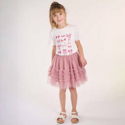 Lili Gaufrette-Girls Pink Ruffled Tulle Skirt | Childrensalon