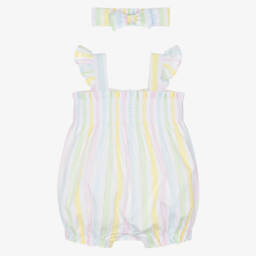 Little Me-Baby Girls Pastel Striped Cotton Shortie Set | Childrensalon