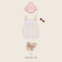 Little Me-Baby Girls Pastel Striped Cotton Shortie Set | Childrensalon
