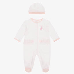 Little Me-Girls White & Pink Hearts Cotton Babysuit Set | Childrensalon