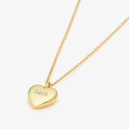 Little Star-قلادة قلب مخصصة مطلية بالذهب الوردي (38 سم) | Childrensalon