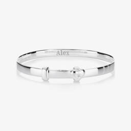 Little Star-Girls Sterling Silver Diamond Heart Bangle | Childrensalon