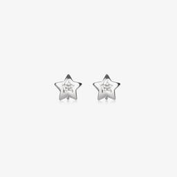 Little Star-Girls Sterling Silver Diamond Star Earrings | Childrensalon