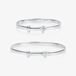 Little Star-Girls Sterling Silver Mummy & Me Diamond Heart Bracelet Set | Childrensalon