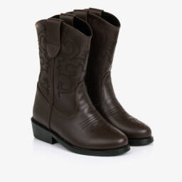 Mama Luma-Girls Mocha Brown Cowboy Boots | Childrensalon