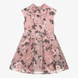 Mama Luma-Girls Pink Floral Organza Brocade Dress | Childrensalon