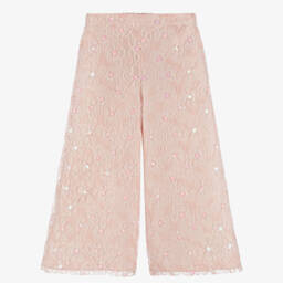 Брюки розовые с цветами тюлевые с пайетками для девочек