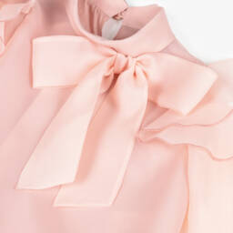 Mama Luma-Girls Pink Organza Ruffle Sleeve Blouse | Childrensalon