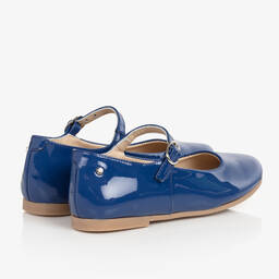 Manuela de Juan-Girls Blue Patent Leather Ballerina Pumps | Childrensalon
