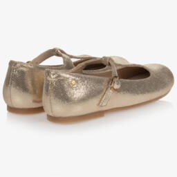 Manuela de Juan-Girls Gold Leather Pumps | Childrensalon