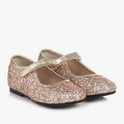 Manuela de Juan-Girls Rose Gold Glitter Shoes | Childrensalon