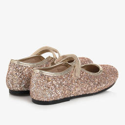Manuela de Juan-Girls Rose Gold Glitter Shoes | Childrensalon