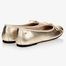 Manuela de Juan-Gold Leather Ballerina Flats | Childrensalon