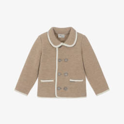 Marae Kids-Boys Beige Merino Wool Jacket with Silver Florin Buttons | Childrensalon