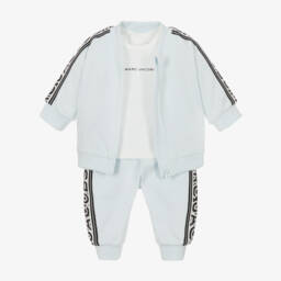 MARC JACOBS-Boys Pale Blue Cotton Logo Tape Tracksuit Set | Childrensalon