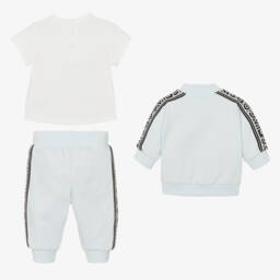MARC JACOBS-Boys Pale Blue Cotton Logo Tape Tracksuit Set | Childrensalon