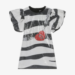 MARC JACOBS-Girls Black & White Zebra Print Sequin Dress | Childrensalon