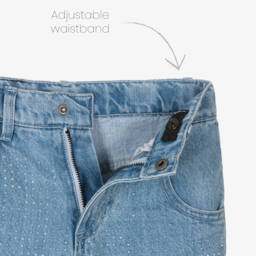 MARC JACOBS-Girls Blue Crystal Denim Jeans | Childrensalon