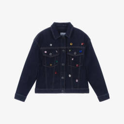 Girls Dark Blue Jewel Denim Jacket