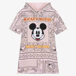 MARC JACOBS-Girls Pink Cotton Bandana Hoodie Dress with Mickey Mouse | Childrensalon