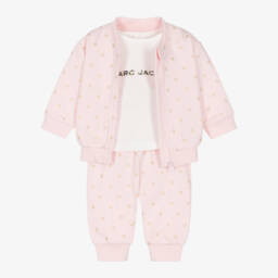 MARC JACOBS-Girls Pink Cotton Tracksuit Set | Childrensalon