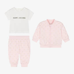MARC JACOBS-Girls Pink Cotton Tracksuit Set | Childrensalon