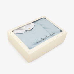 Marie-Chantal-Baby Boys Blue Cotton Knit Trouser Set  | Childrensalon