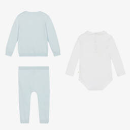 Marie-Chantal-Baby Boys Blue Cotton Knit Trouser Set  | Childrensalon