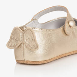 Marie-Chantal-حذاء جلد لون ذهبي متاليك للبنات | Childrensalon