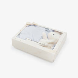 Marie-Chantal-Pale Blue Velour Angel Babygrow & Toy Mouse Gift Set | Childrensalon