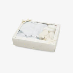 Marie-Chantal-Pale Blue Velour Babygrow & Comforter Gift Set | Childrensalon