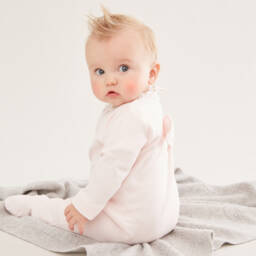 Marie-Chantal-Pale Pink Angel Wings Babygrow | Childrensalon