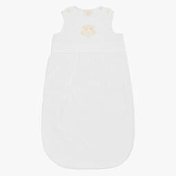 Marie-Chantal-White Cotton Sleeping Bag (68cm) | Childrensalon