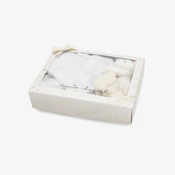Marie-Chantal-White Velour Babygrow & Comforter Gift Set | Childrensalon