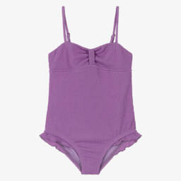 Marlo Kids-Girls Lilac Purple Crinkle Fabric Swimsuit | Childrensalon