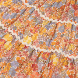 Marlo Kids-Girls Orange Cotton Floral Maxi Skirt | Childrensalon