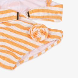 Marlo Kids-Girls Orange & White Stripe Crinkle Bikini | Childrensalon