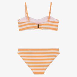 Marlo Kids-Girls Orange & White Stripe Crinkle Bikini | Childrensalon