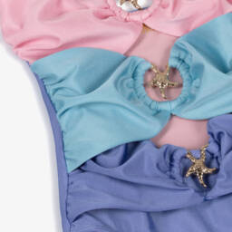 Marlo Kids-Girls Pink, Blue & Purple Swimsuit with Gold Starfish | Childrensalon