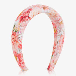 طوق شعر مبطن بنقشة ورود لون زهري للبنات